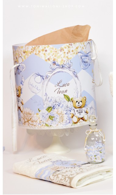 Trusou de botez pentru baieti cu broderie personalizata si ursuleti, Baby Dior 8